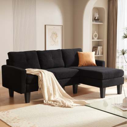 80" Small L Shape Sofa, Teddy Velvet Fabric
