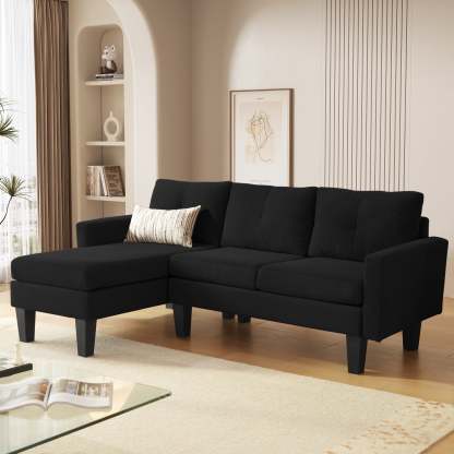 80" Small L Shape Sofa, Corduroy Fabric