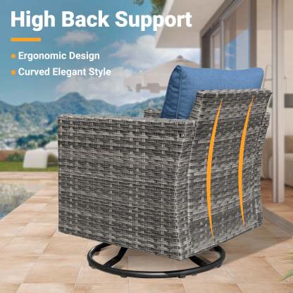 Patio Furniture Set 6-Piece with Swivel Rocking Chairs and Table