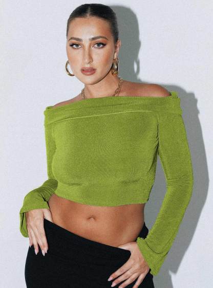 Saro Off The Shoulder Top Green-Artabri