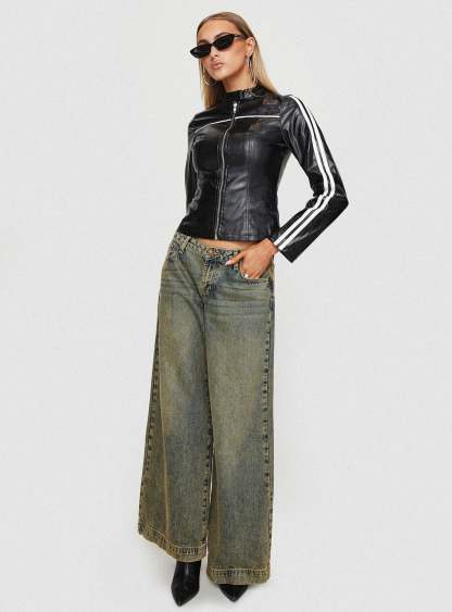 Lowgan Faux Leather Jacket Black-Artabri
