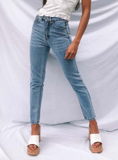 Gemini Mom Jeans Pale Blue-Artabri