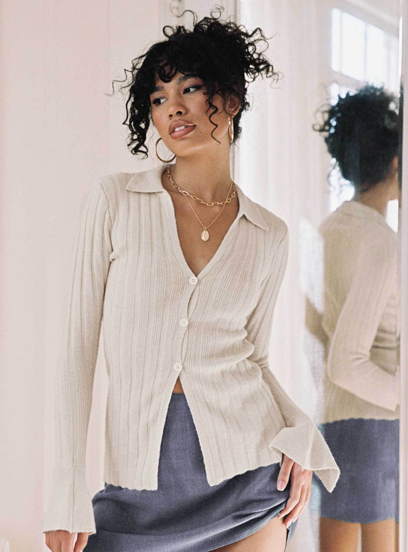Beryl Long Sleeve Top Bone-Artabri