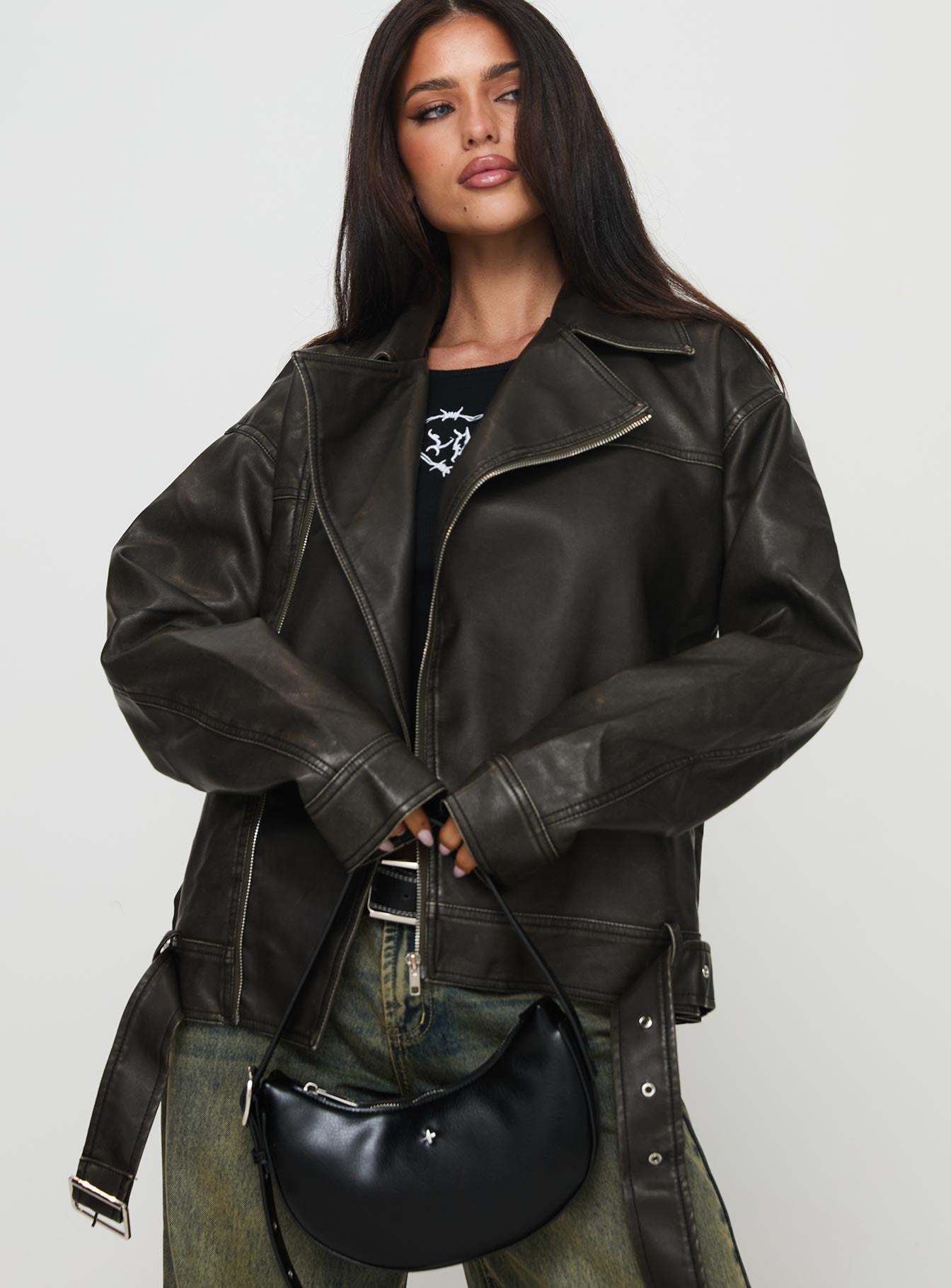 Aldrich Oversized Boyfriend Biker Jacket Washed Grey-Artabri