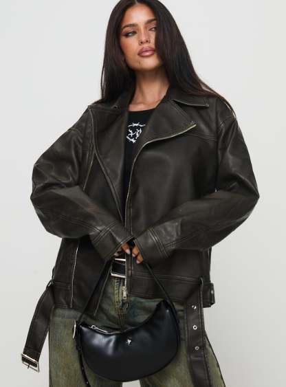 Aldrich Oversized Boyfriend Biker Jacket Washed Grey-Artabri