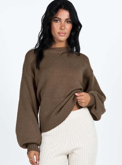 Harmony Knit Sweater Dark Brown