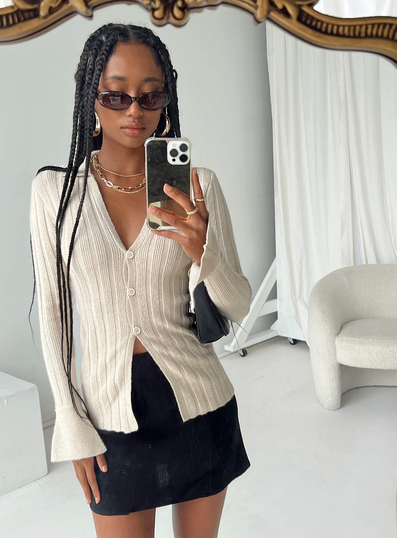 Beryl Long Sleeve Top Bone-Artabri