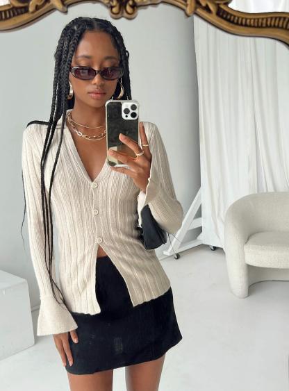 Beryl Long Sleeve Top Bone-Artabri