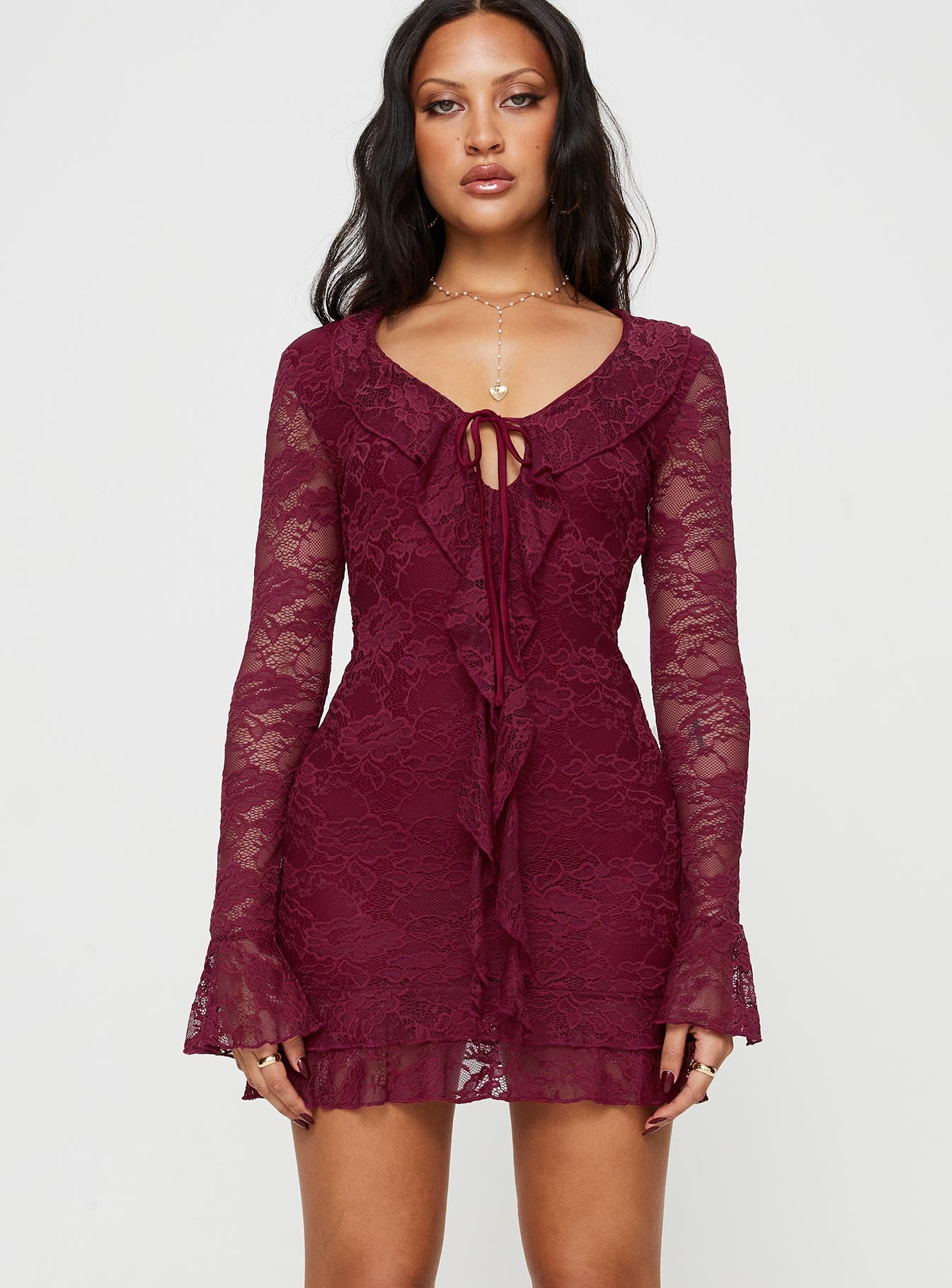 Sidonie Long Sleeve Mini Dress Red