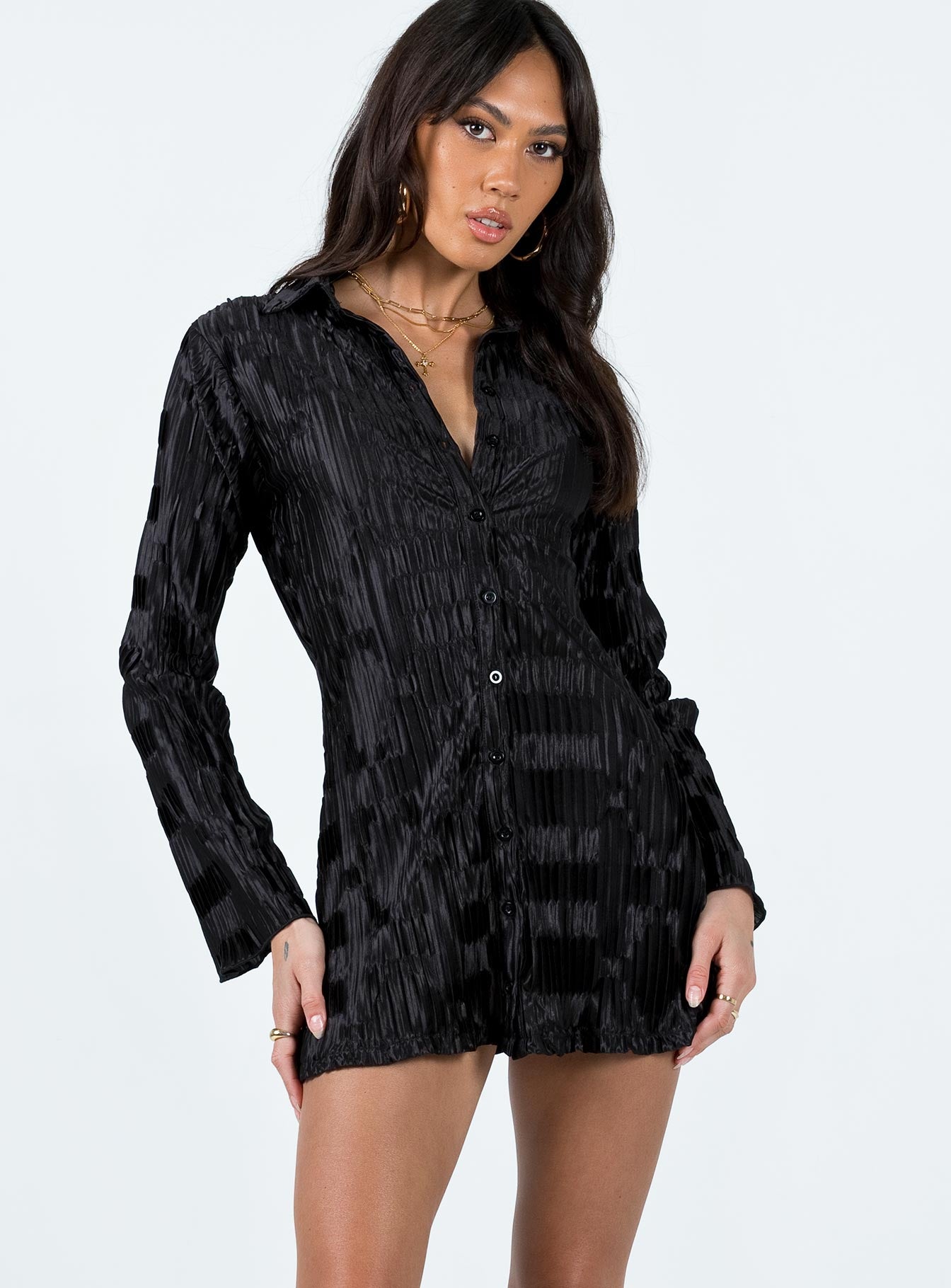 Lila Shirt Dress Black-Artabri