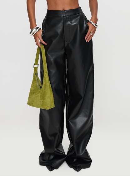 Tempted Faux Leather Pant Black