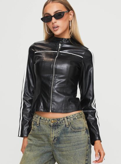 Lowgan Faux Leather Jacket Black-Artabri