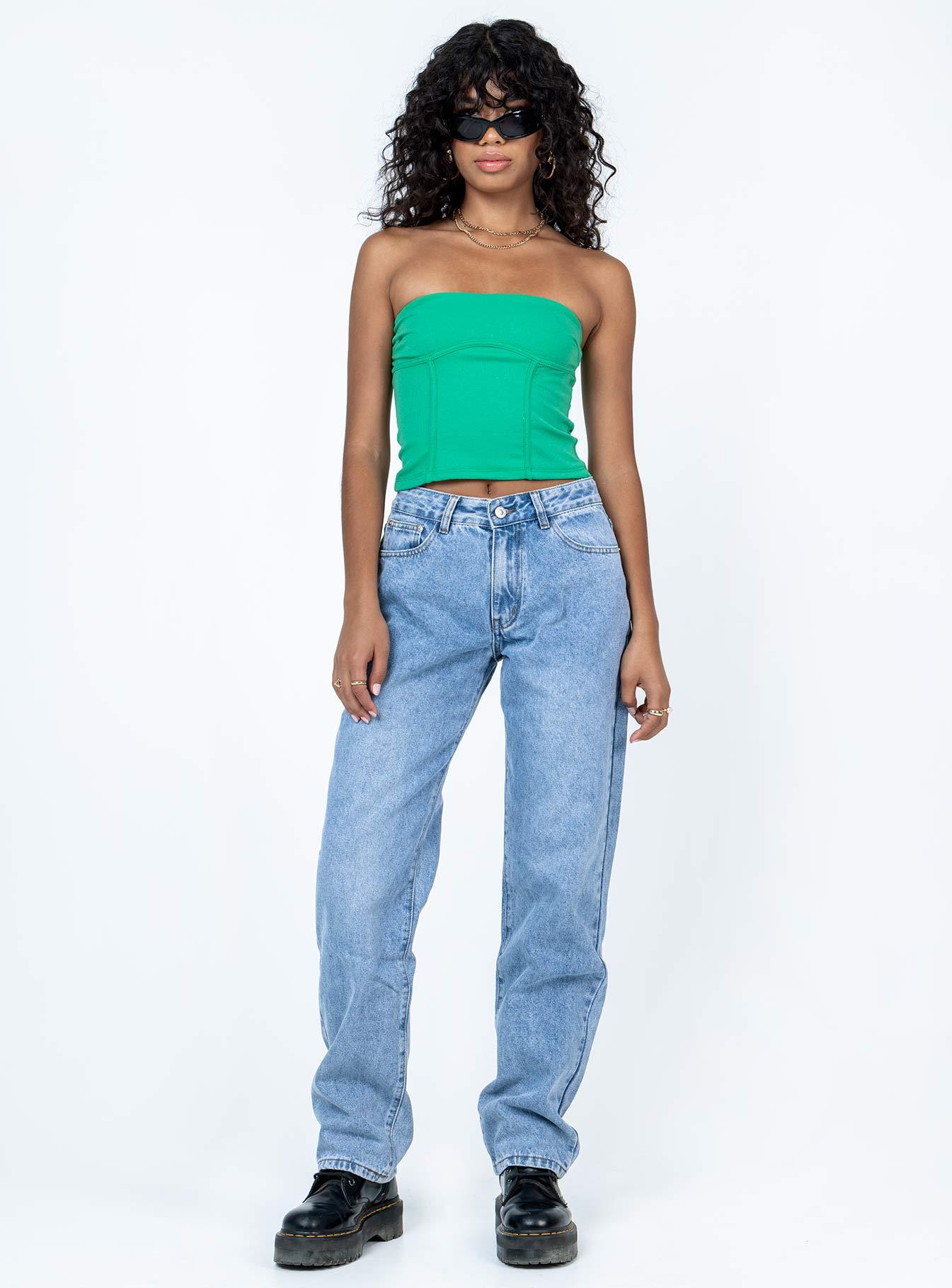 Zyra Strapless Top Green
