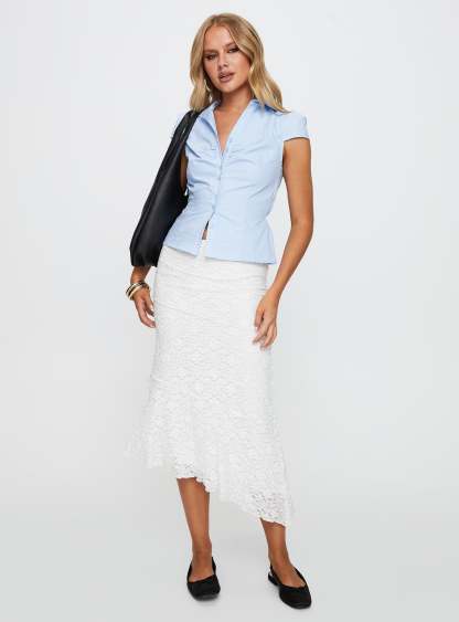 Mathylda asymmetrical lace maxi skirt white