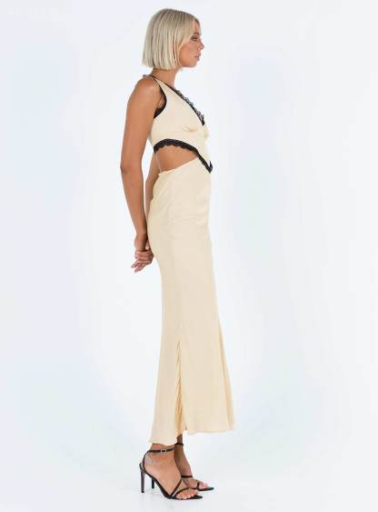 Keila Lace Trim Maxi Dress Cream / Black