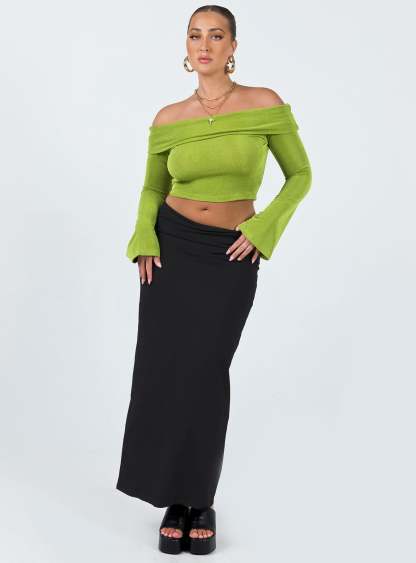 Saro Off The Shoulder Top Green-Artabri