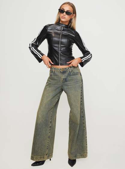 Lowgan Faux Leather Jacket Black-Artabri