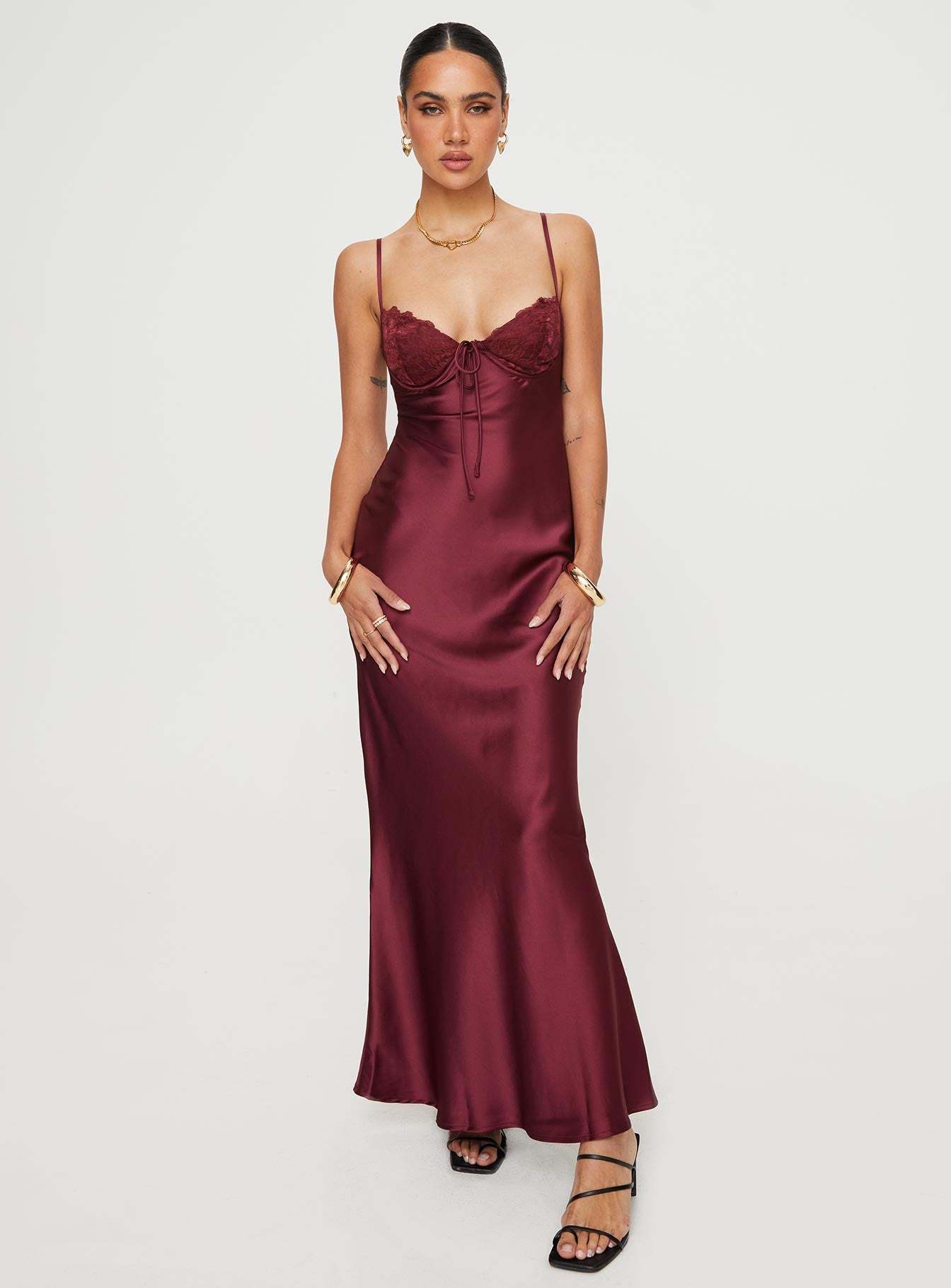 Fadyen Bias Cut Maxi Dress Burgundy
