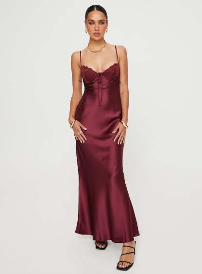 Fadyen Bias Cut Maxi Dress Burgundy