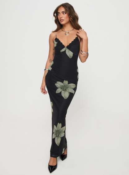 Stardrop Maxi Dress Black Floral