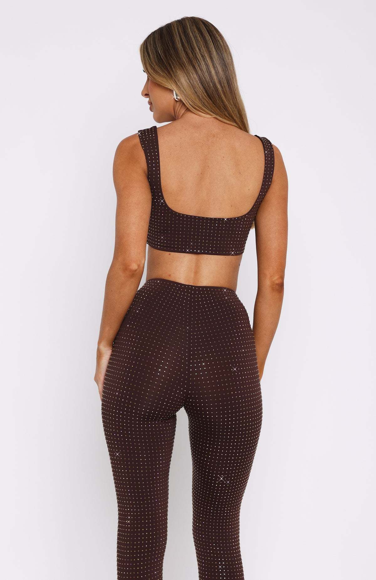 Running Late Embellished Crop Chocolate