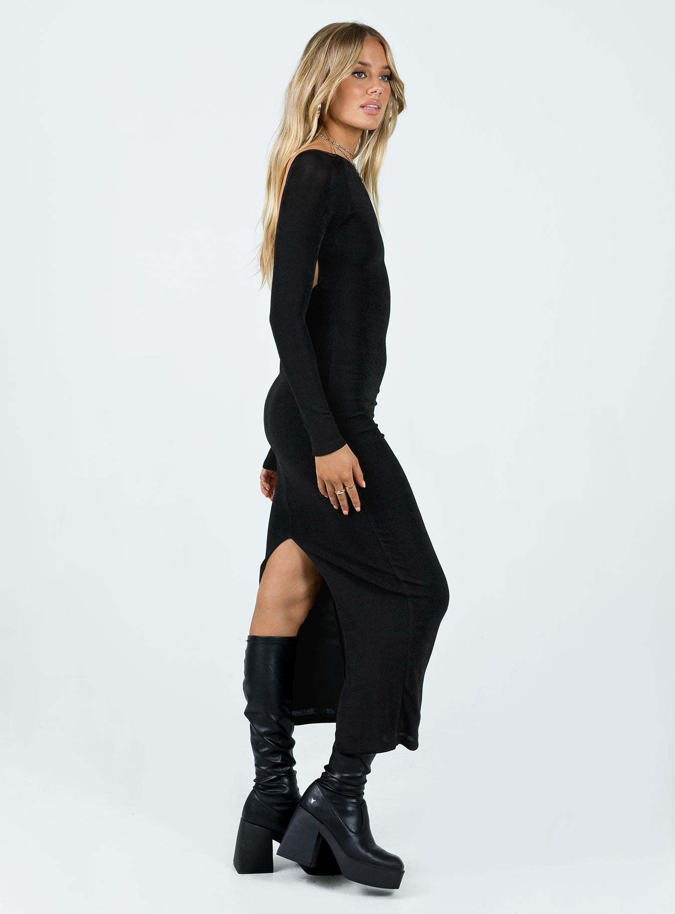 Mariani Backless Maxi Dress Black