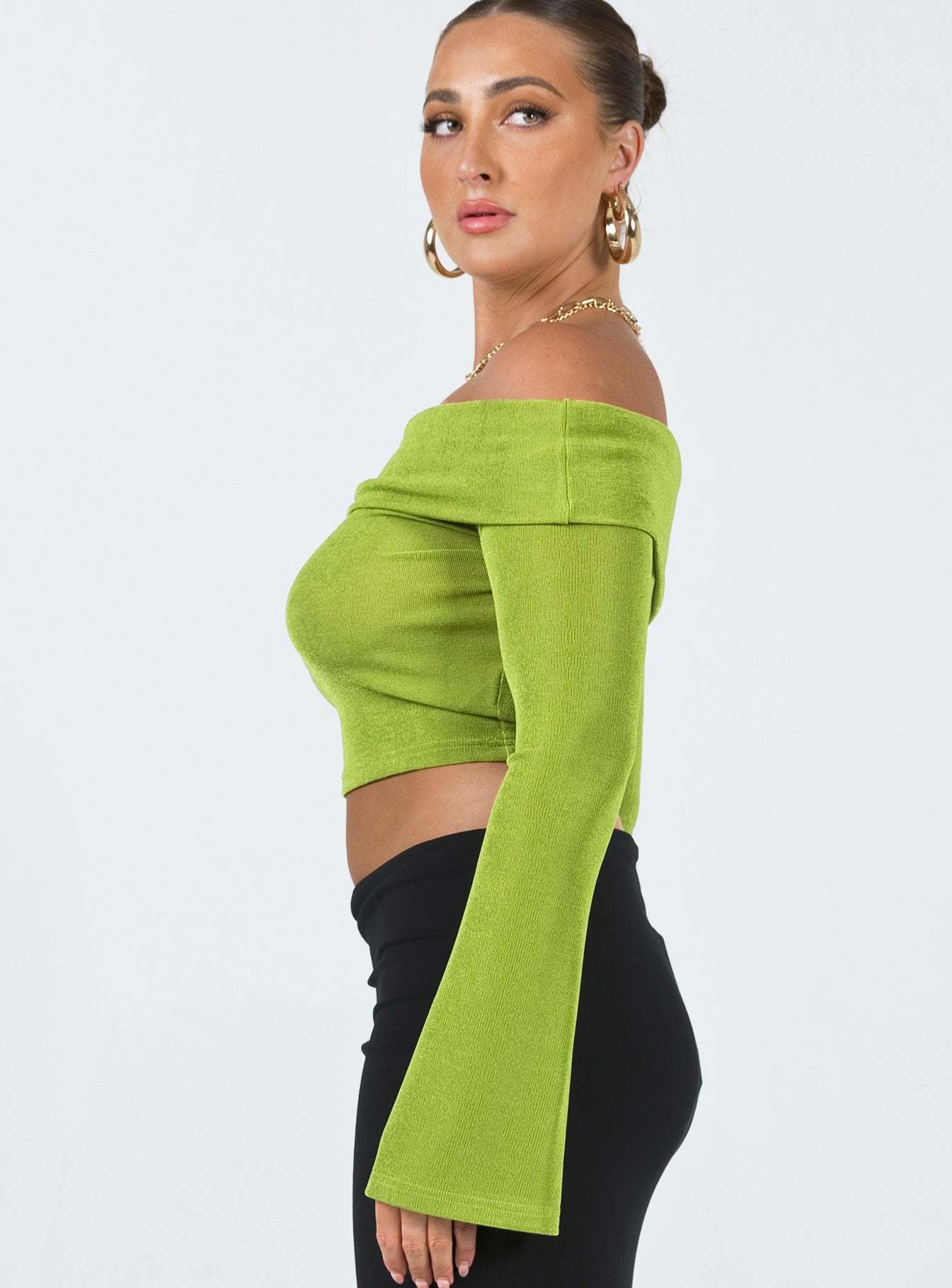Saro Off The Shoulder Top Green-Artabri