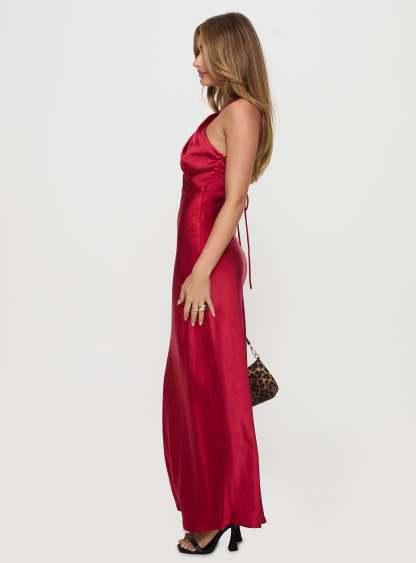 Saja Cut Out Maxi Dress Red