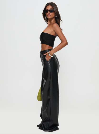 Tempted Faux Leather Pant Black