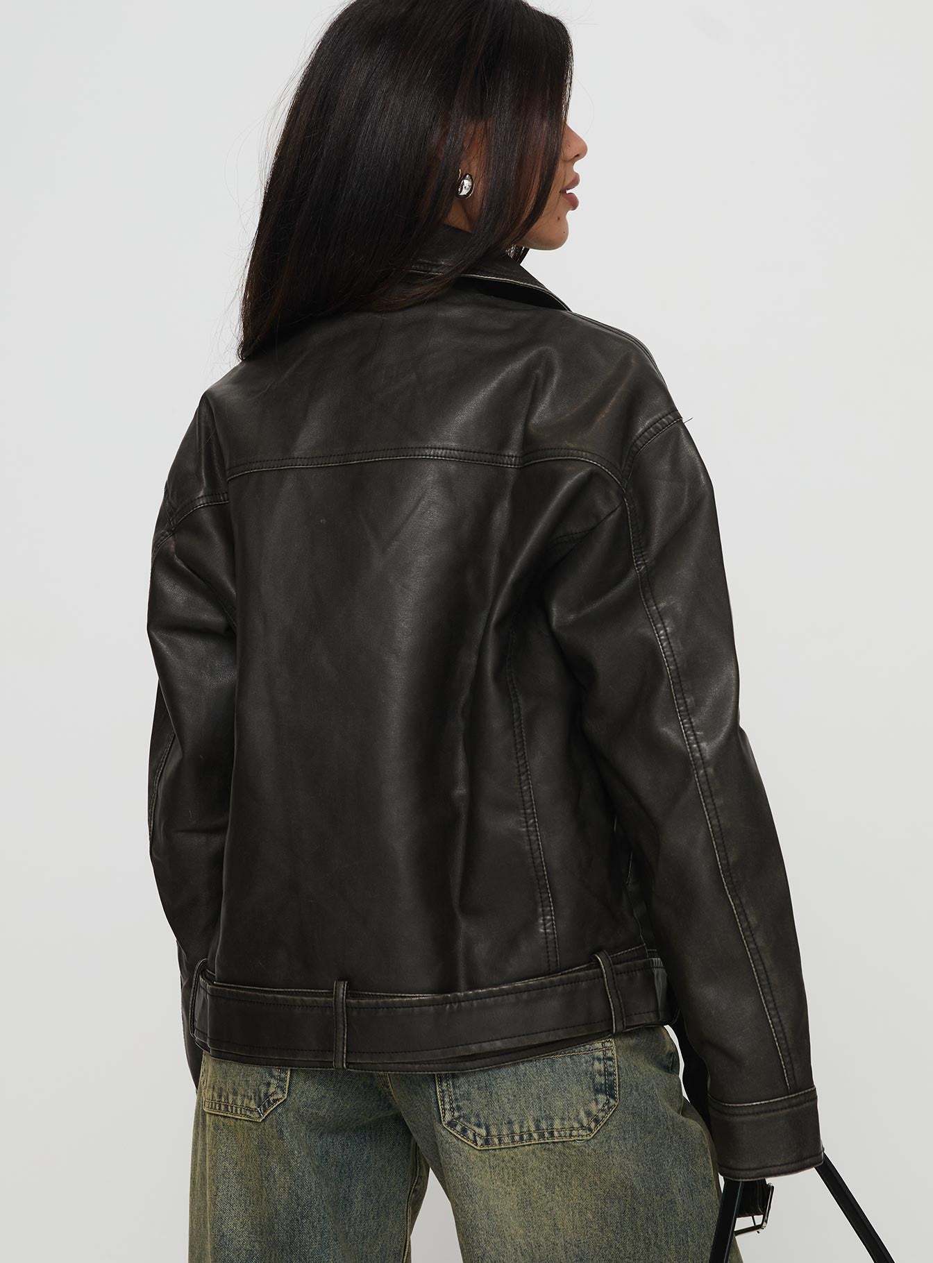 Aldrich Oversized Boyfriend Biker Jacket Washed Grey-Artabri