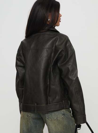 Aldrich Oversized Boyfriend Biker Jacket Washed Grey-Artabri