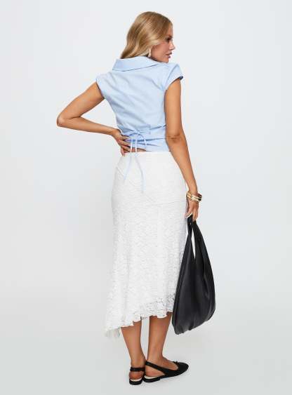 Mathylda asymmetrical lace maxi skirt white