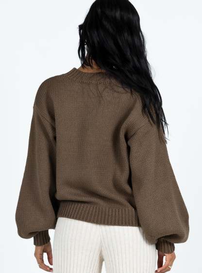 Harmony Knit Sweater Dark Brown