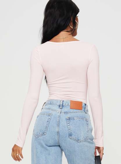 Delgado Long Sleeve Bodysuit Pink