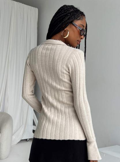 Beryl Long Sleeve Top Bone-Artabri