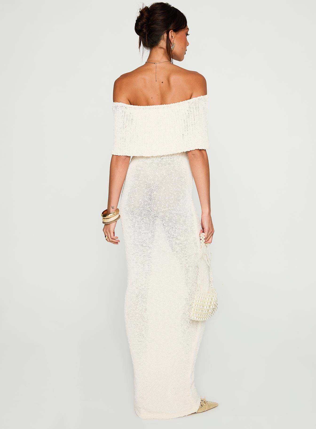 Nixen strapless knit maxi dress cream