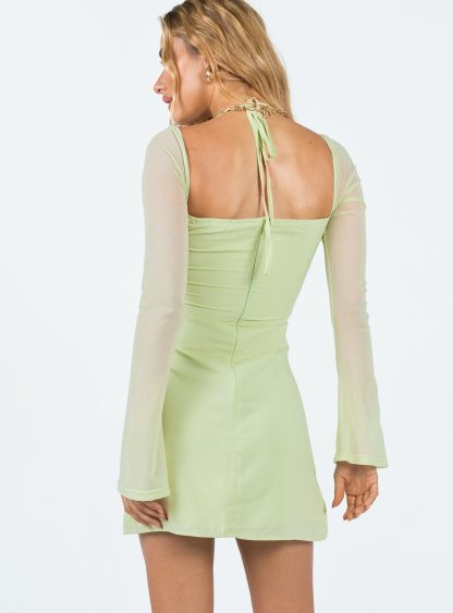 Dyer Sheer Sleeve Mini Dress Sage-Artabri