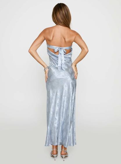 Haley Maxi Dress Blue Jacquard