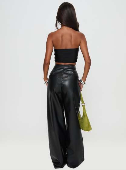 Tempted Faux Leather Pant Black