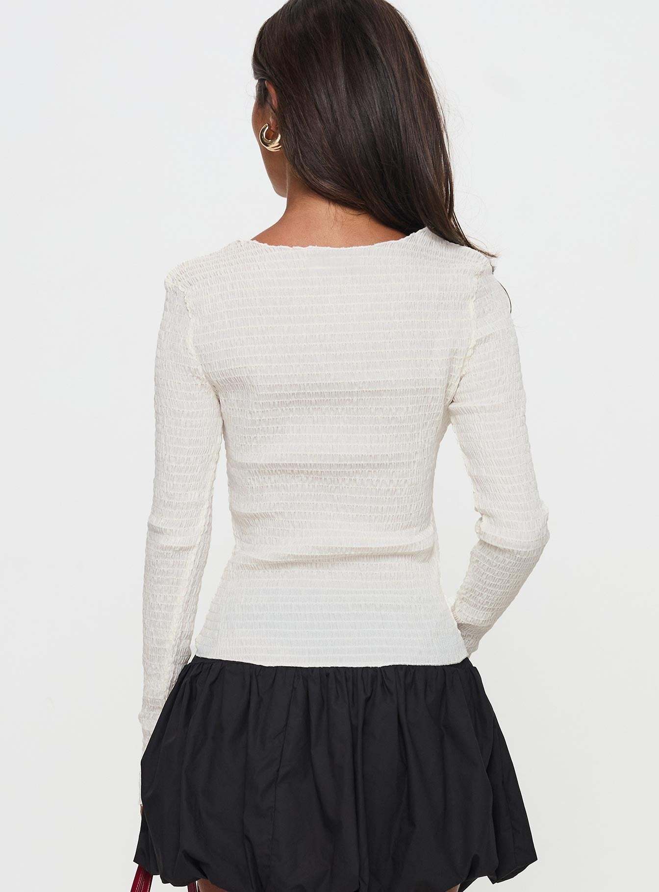 Murphey Ruched Long Sleeve Top Cream