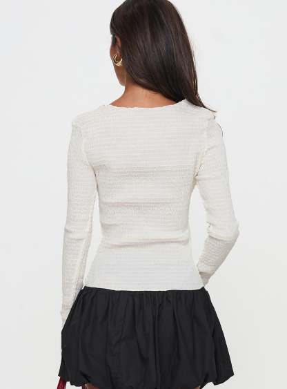 Murphey Ruched Long Sleeve Top Cream