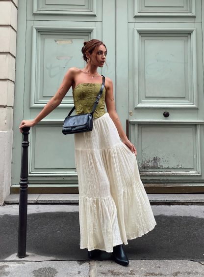 Gilchrist Low Rise Maxi Skirt Ivory Low impact