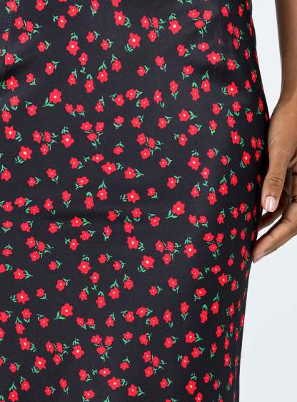 Jodie Maxi Skirt Black Floral-Artabri