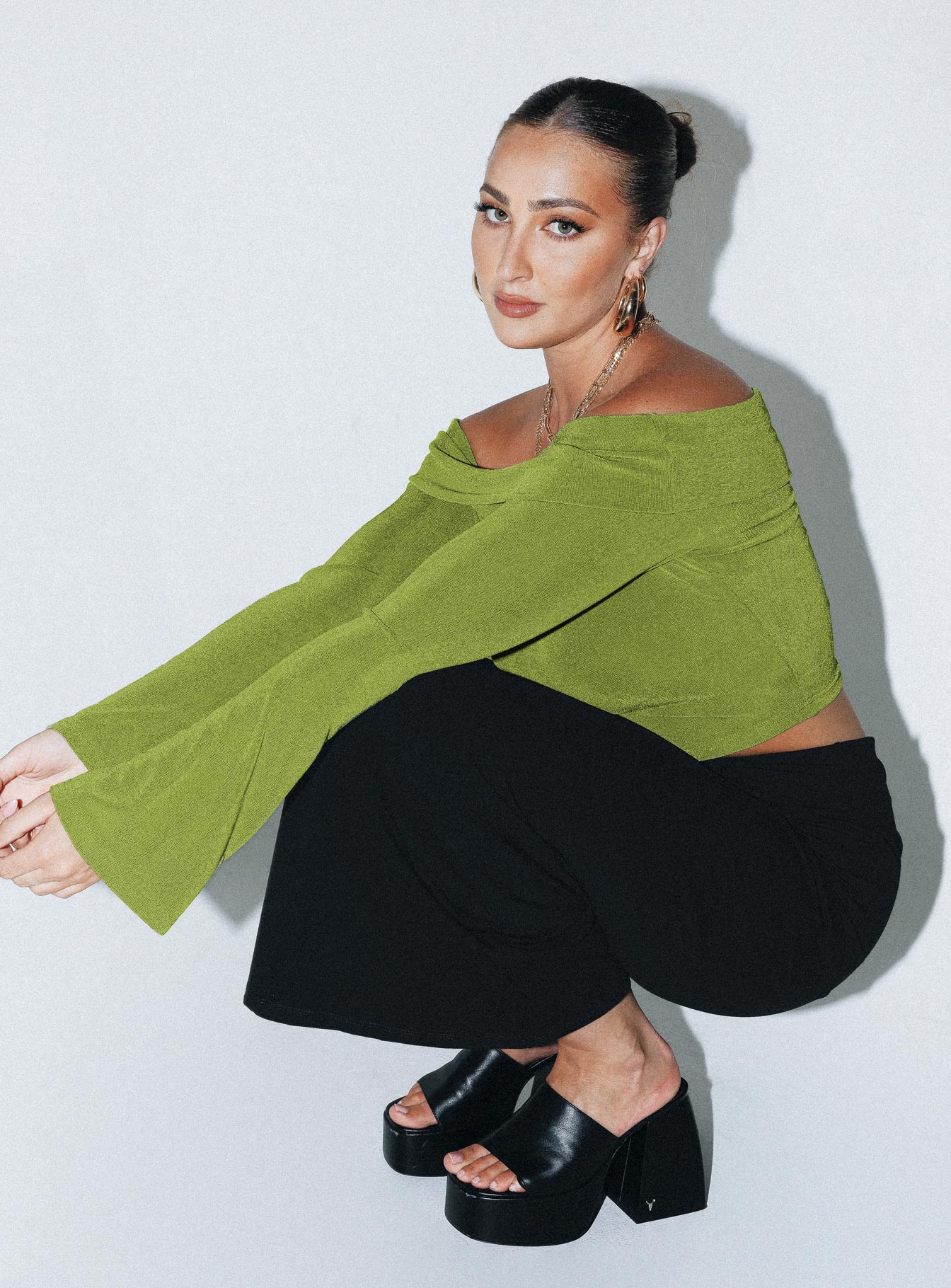 Saro Off The Shoulder Top Green-Artabri