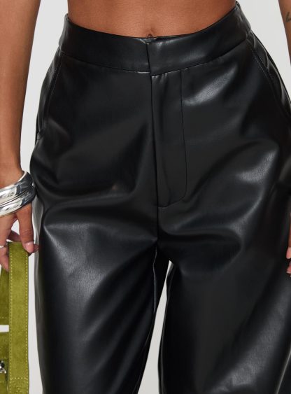 Tempted Faux Leather Pant Black