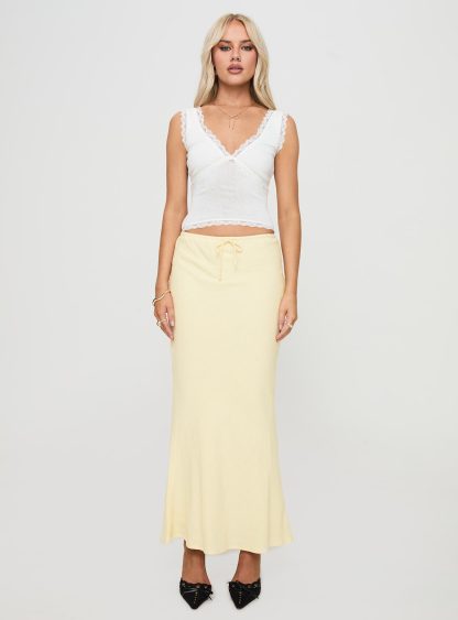 Mercer Linen Blend Maxi Skirt Lemon