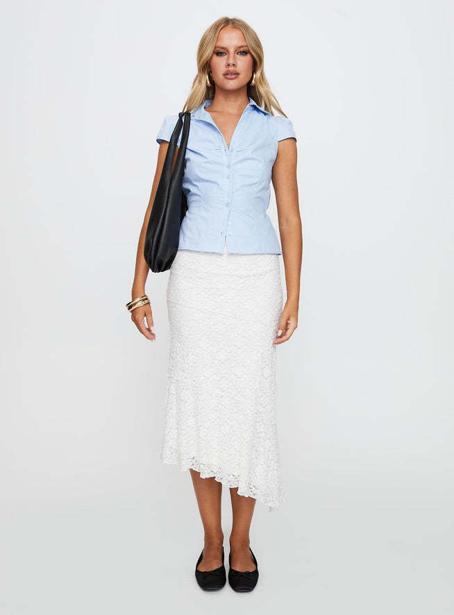 Mathylda asymmetrical lace maxi skirt white