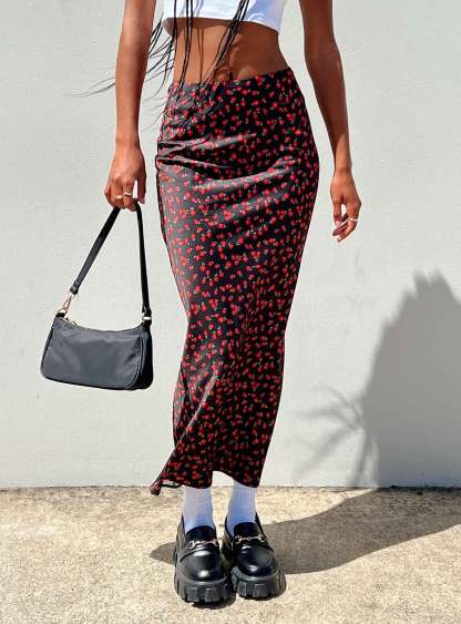 Jodie Maxi Skirt Black Floral-Artabri