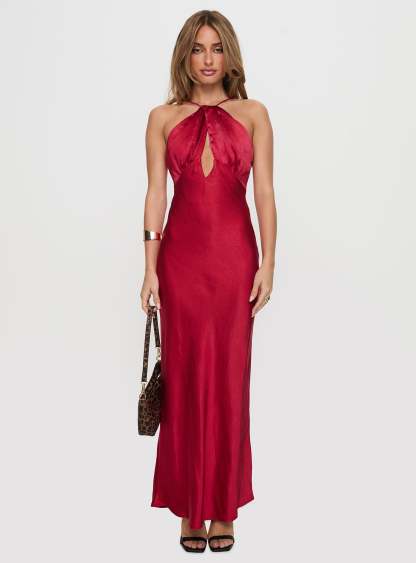 Saja Cut Out Maxi Dress Red