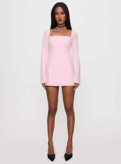 Bombshell Long Sleeve Mini Dress Pink